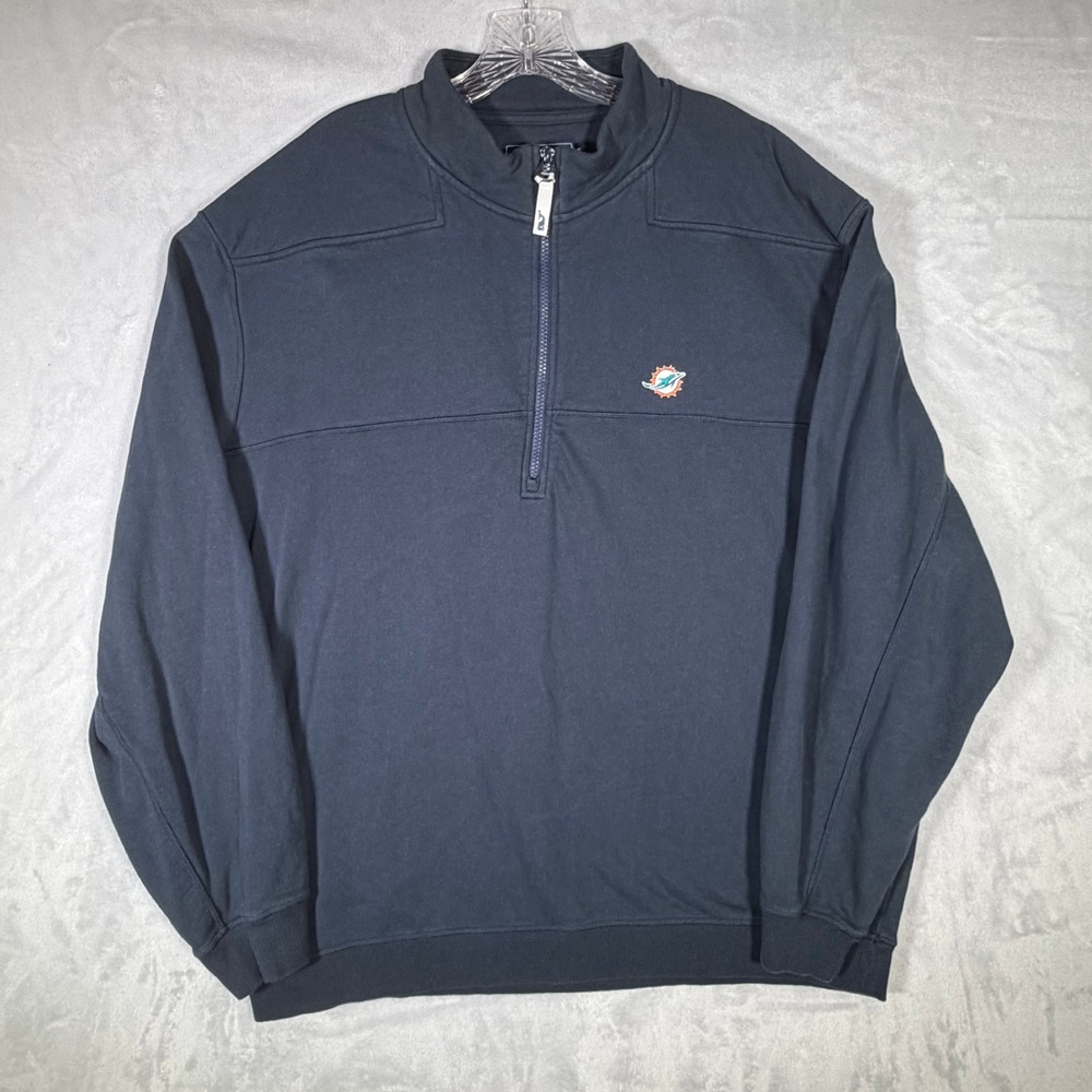 Vineyard Vines Miami Dolphins NFL Quarter Zip Mens XXL Navy Blue Pullover